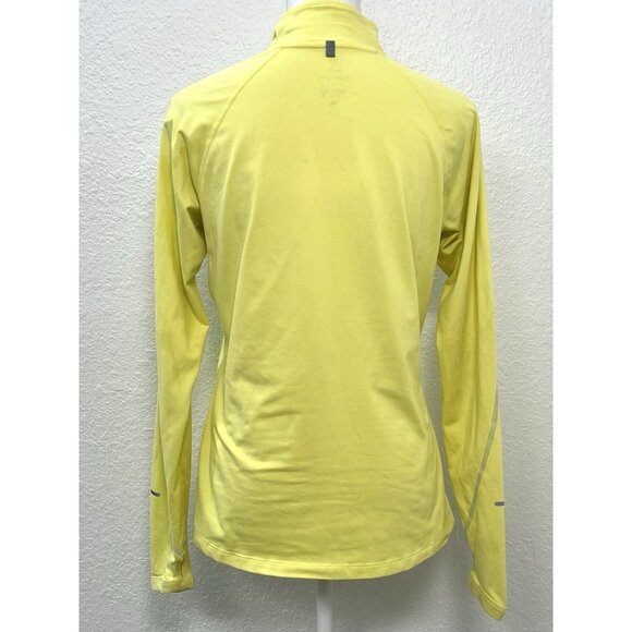 NIKE Running Womens MEDIUM Yellow Dri-Fit 1/4-Zip Fitted Long Sleeve PULLOVER - Picture 2 of 9
